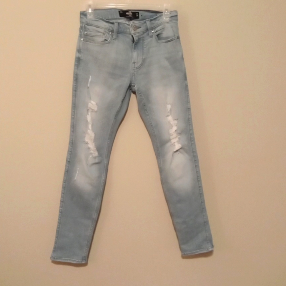 Hollister Ripped Light Wash Skinny Advanced Stretch Denim Size 26 Length 30